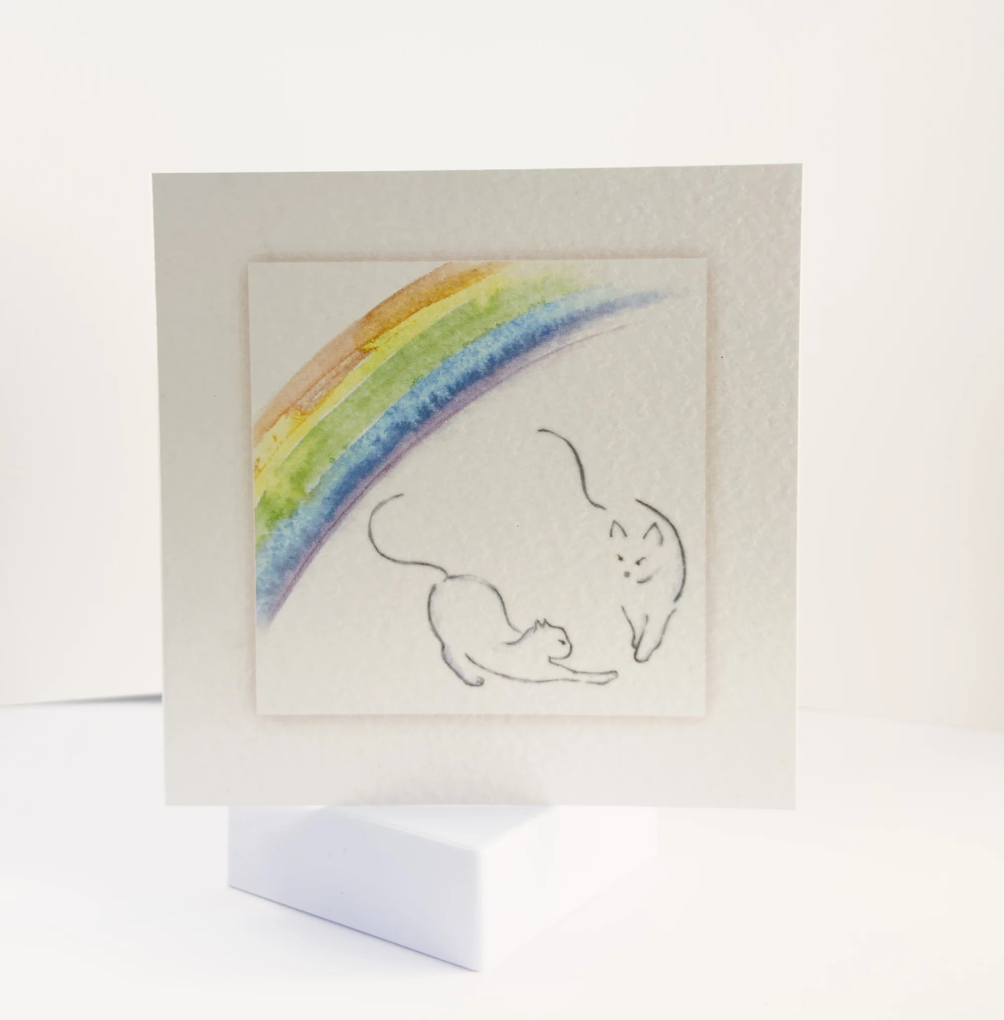 Animal Hospital Sympathy Card - Cat under the Rainbow