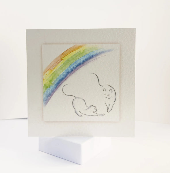 Animal Hospital Sympathy Card - Cat under the Rainbow