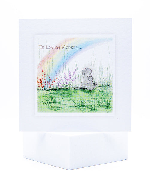 Animal Hospital Sympathy Card - Dog & Cat Under a Rainbow