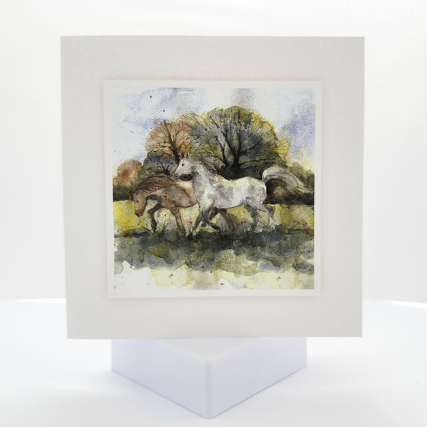 Large Animal Hospital Sympathy Card - Galloping Ponies - Pack of 25