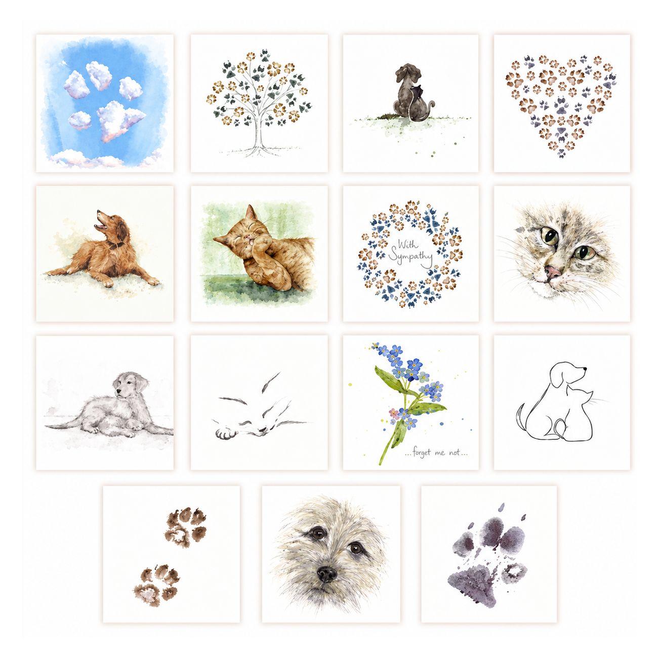High Quality Watercolor Sympathy Cards (Variety Pack of 20)