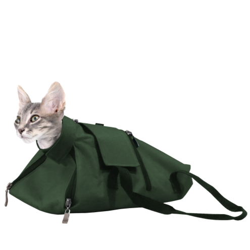 cat restraint bag zippered green nail trims